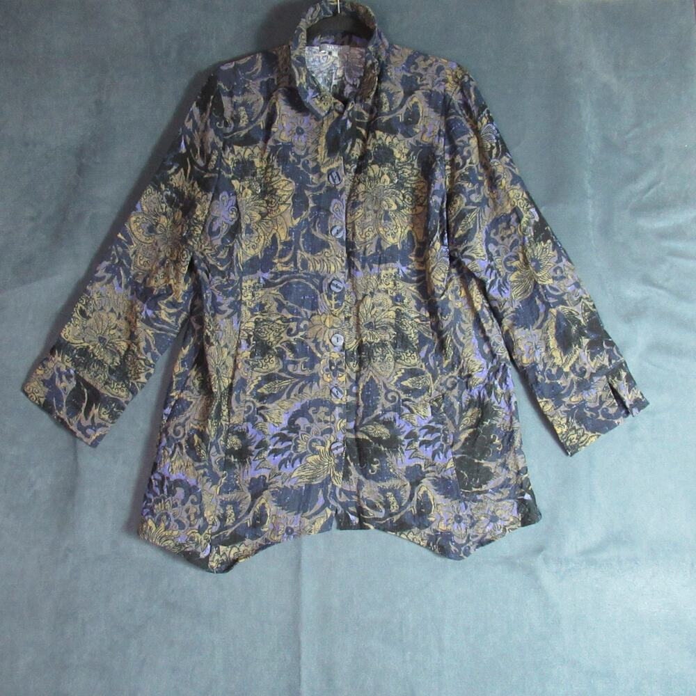 Habitat Clothes to Live In Shirt Womens XL Express Travel Floral Artist Button